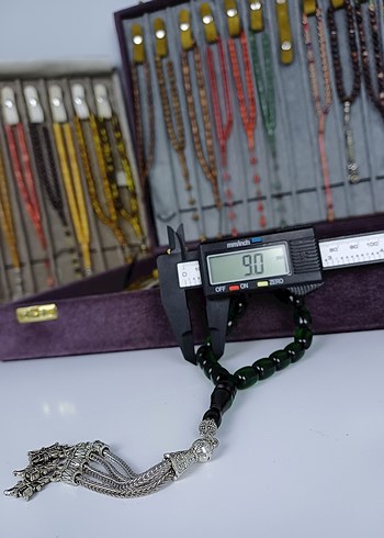 Muhammed Azazi Usta İşçilik Pirinç Püsküllü Kehribar Tesbih - Görsel 7