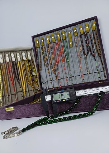 Muhammed Azazi Usta İşçilik Pirinç Püsküllü Kehribar Tesbih - Görsel 6