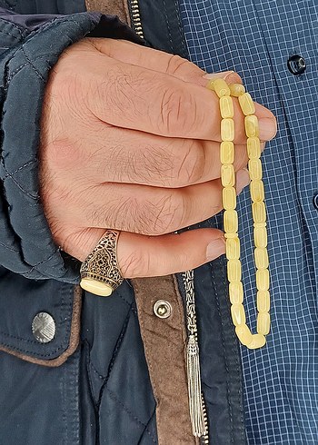 Kaya Damla Kehribar Gümüs Yüzük & Gümüş Püsküllü Tesbih Seti - Görsel 4