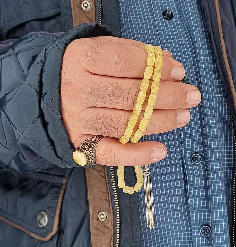 Kaya Damla Kehribar Gümüs Yüzük & Gümüş Püsküllü Tesbih Seti - Görsel 5