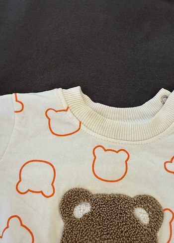 Beyaz Baskılı Sweatshirt ve Turuncu Pantolon Bebek Takımı - Görsel 3