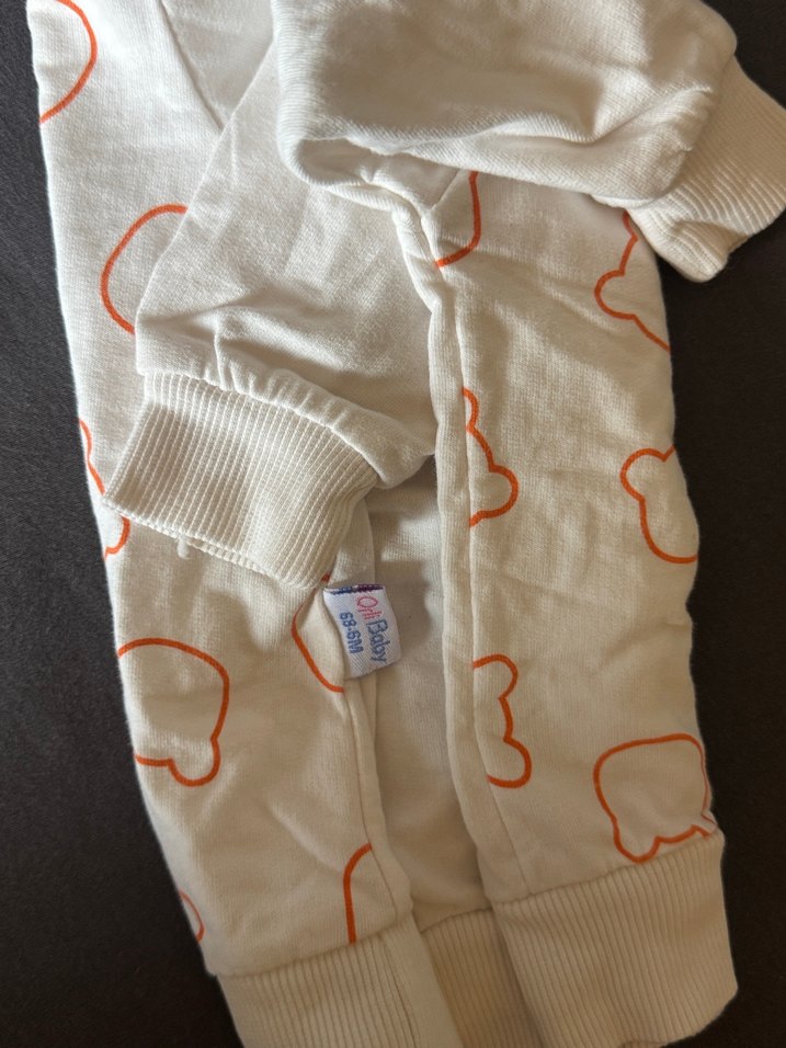 Beyaz Baskılı Sweatshirt ve Turuncu Pantolon Bebek Takımı - Görsel 5