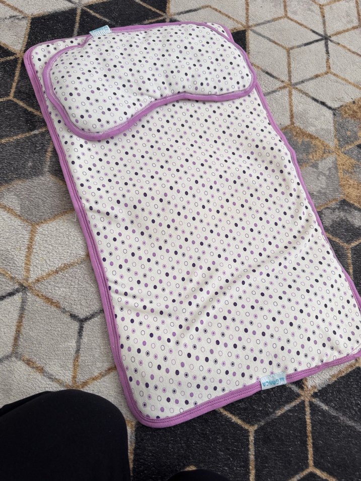 Mor Puantiyeli Çocuk Uyku Aksesuarı Seti - Görsel 2