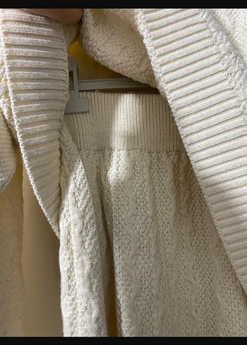 Beyaz Örgü Kadın Uzun etekli takım - Görsel 4