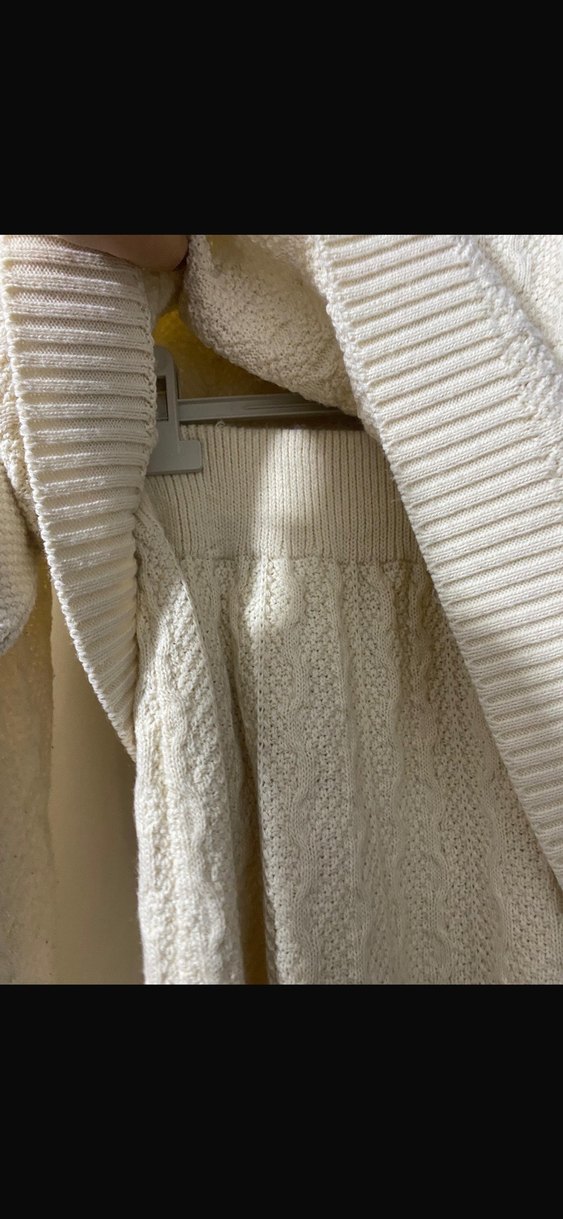 Beyaz Örgü Kadın Uzun etekli takım - Görsel 4