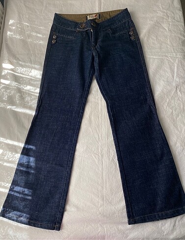 38 Beden y2k flare jeans koyu kot pantolon