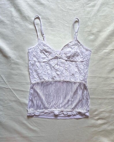 dantelli transparan askılı coquette bluz