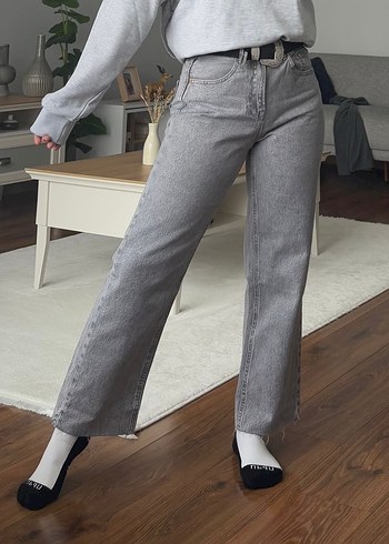 Stradivarius d96 gri jean pantolon