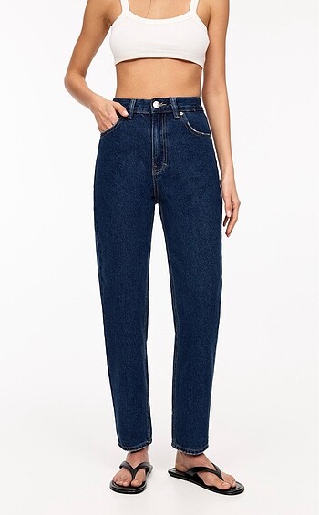 40 Beden mavi Renk Mom jean