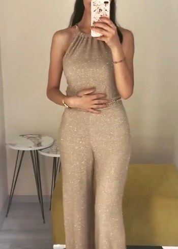 BEJ SİMLİ SIRT DEKOLTELİ ABİYE TULUM - Görsel 2