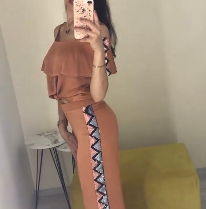 Omuz ve Yan Detay Kiremit Rengi İkili Takım - Görsel 2