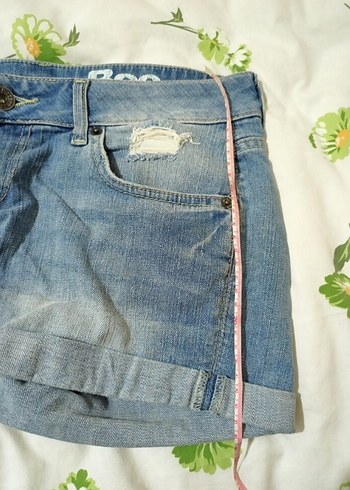 Düğmeli Mavi Kadın Mini Denim Şort - Görsel 3