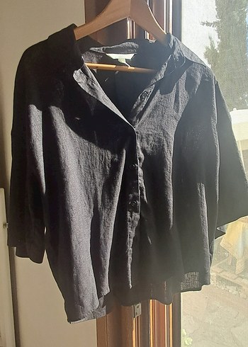H&M H&M Siyah Keten Gömlek