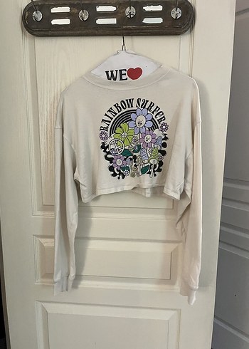 H&M Beyaz Pamuklu Bohem Baskılı Kadın Sweatshirt
