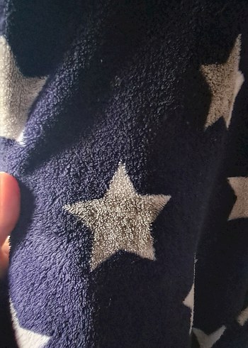 H&M Yıldız Desenli Mavi Midi Bornoz - Görsel 8