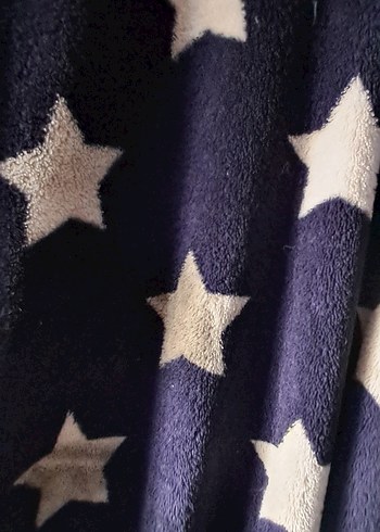 H&M Yıldız Desenli Mavi Midi Bornoz - Görsel 5