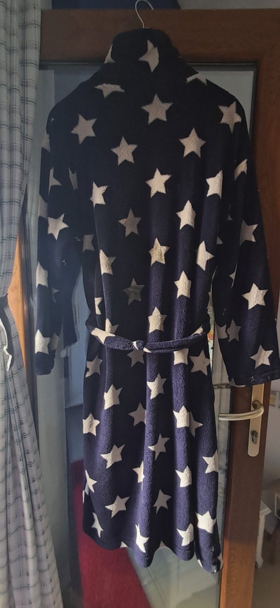 H&M Yıldız Desenli Mavi Midi Bornoz - Görsel 2