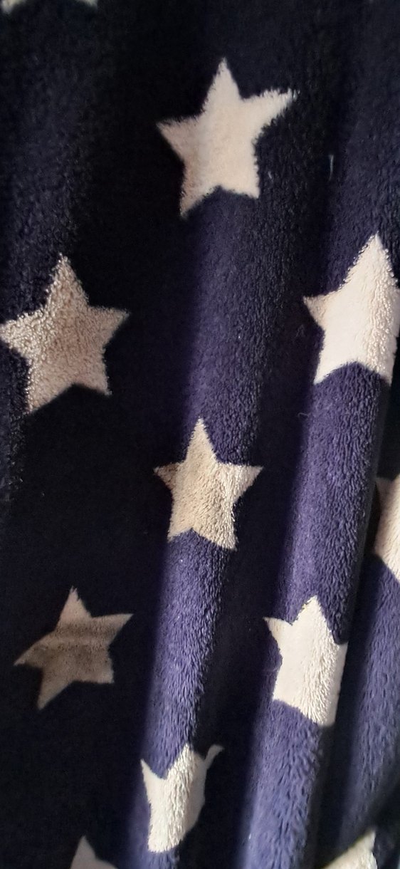 H&M Yıldız Desenli Mavi Midi Bornoz - Görsel 5