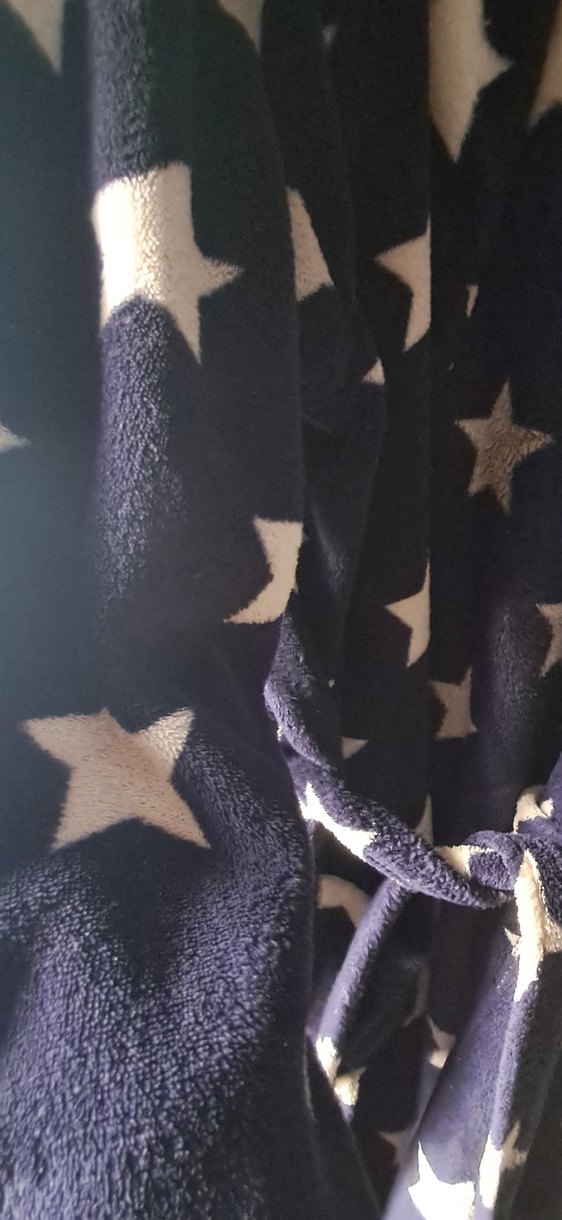 H&M Yıldız Desenli Mavi Midi Bornoz - Görsel 3