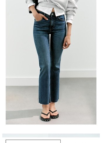Zara Trf Yuksek Bel Mavi Jean