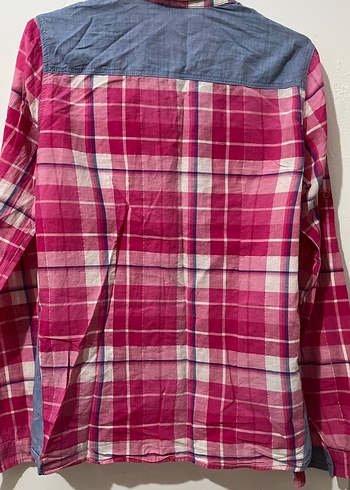 Düğmeli Pembe Kareli çocuk Gömlek - Görsel 5