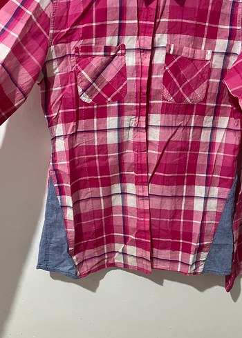 Düğmeli Pembe Kareli çocuk Gömlek - Görsel 2