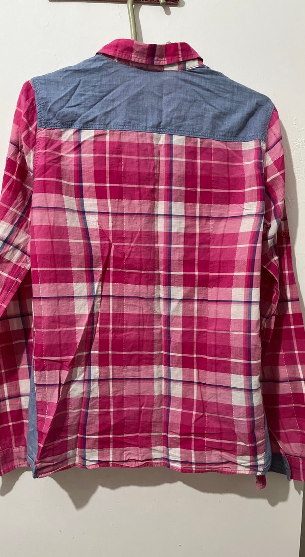 Düğmeli Pembe Kareli çocuk Gömlek - Görsel 5