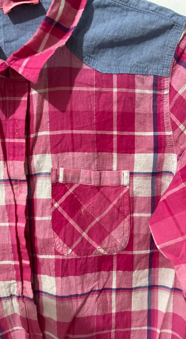 Düğmeli Pembe Kareli çocuk Gömlek - Görsel 4