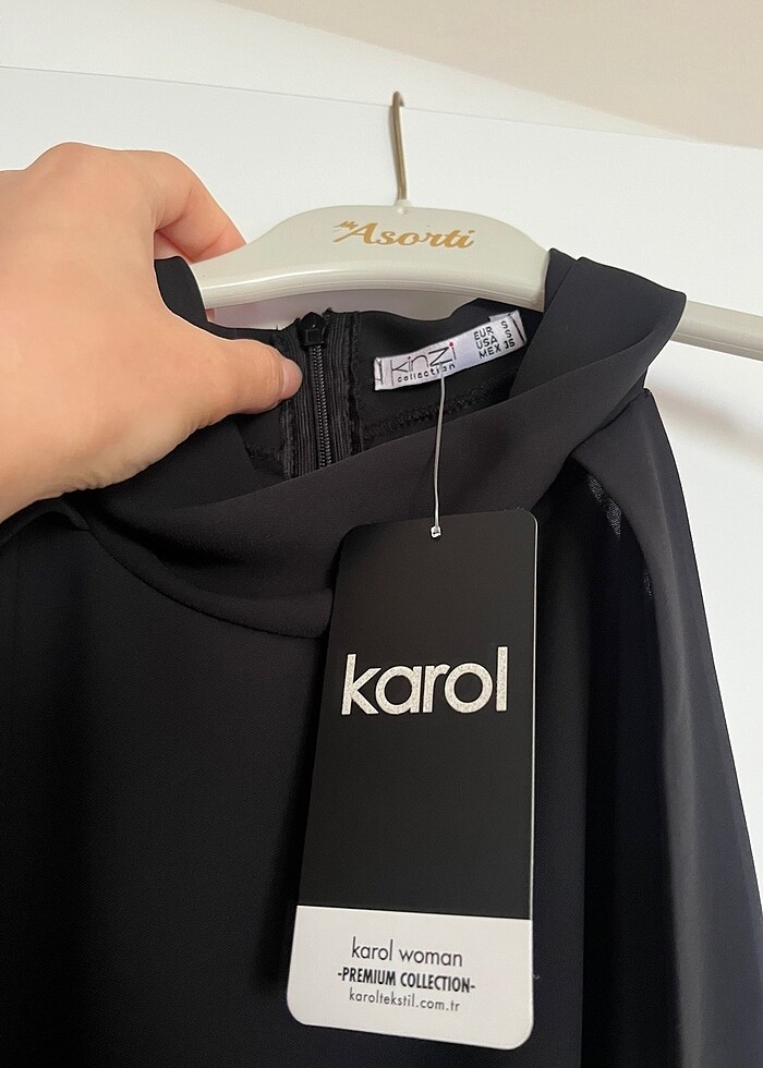 Karol Siyah Şık Bluz - Görsel 3