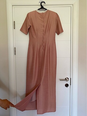 İçli dışlı pudra renkli abiye elbise - Görsel 7