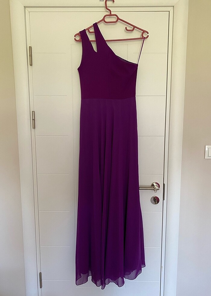 Mor tek omuzlu mezuniyet elbisesi - Görsel 2