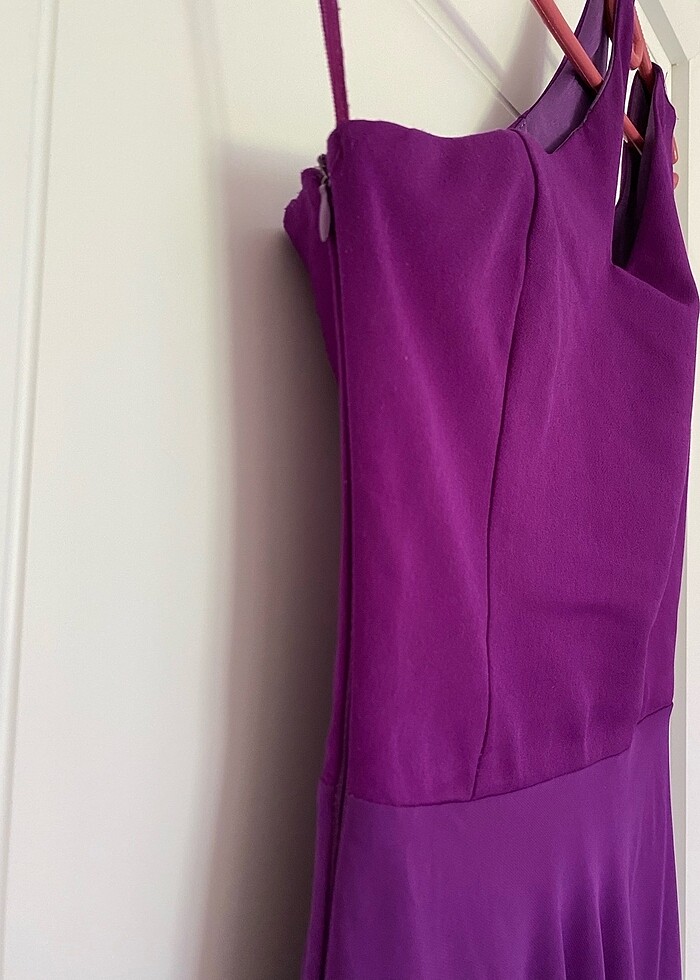 Mor tek omuzlu mezuniyet elbisesi - Görsel 3