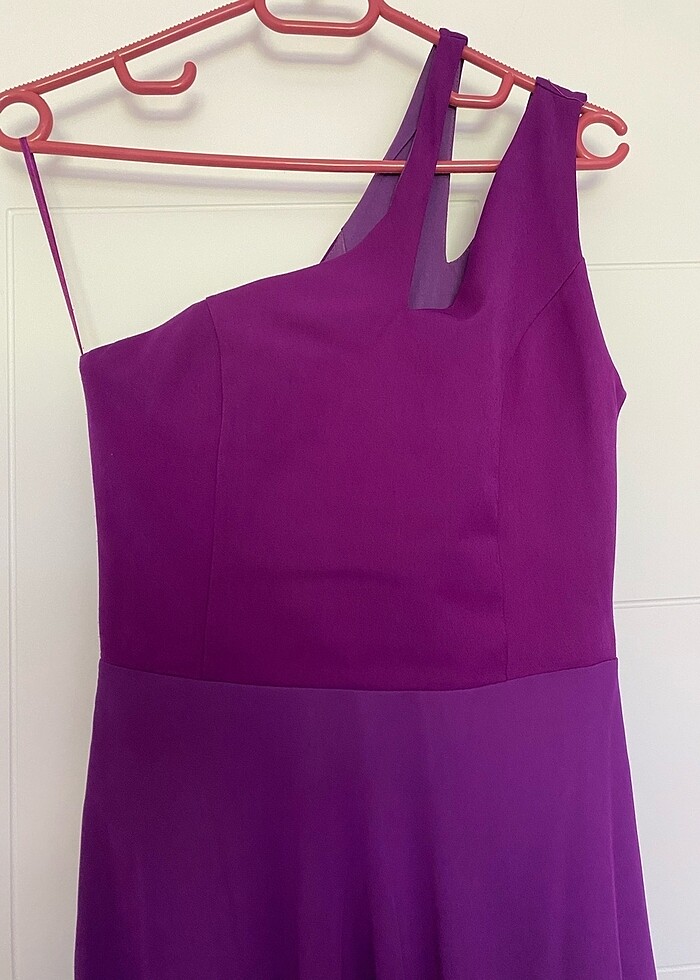 Mor tek omuzlu mezuniyet elbisesi - Görsel 5