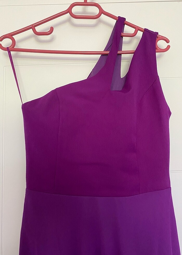 Mor tek omuzlu mezuniyet elbisesi - Görsel 4