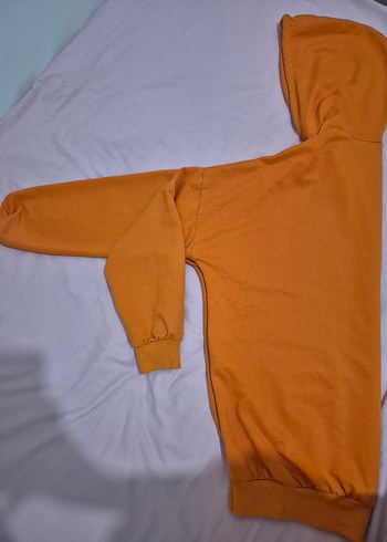 l Beden Turuncu Kapüşonlu Baskılı Sweatshirt