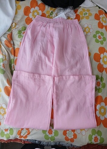 s Beden pembe Renk Pembe keten pantolon