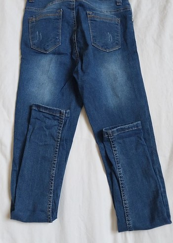 Düğmeli Mavi Kadın Denim Jean