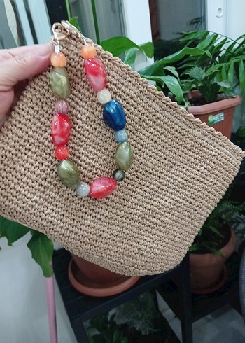 Ayakkabı dünyası Boncuklu Çok Renkli Örgü Kadın Çantası