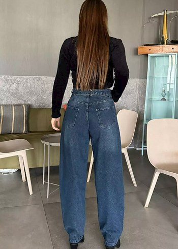 Zara Kadın Yüksel Bel Lacivert Geniş Paça Jean