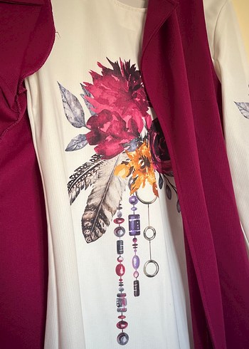 Bordo Bohem Uzun tunik - Görsel 3