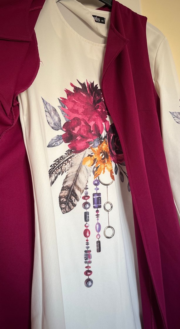 Bordo Bohem Uzun tunik - Görsel 3