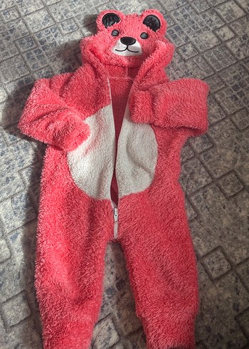 Kapüşonlu Kız Bebek Kırmızı Kürklü Tulum - Görsel 3