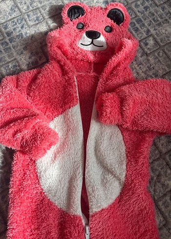 Kapüşonlu Kız Bebek Kırmızı Kürklü Tulum - Görsel 2