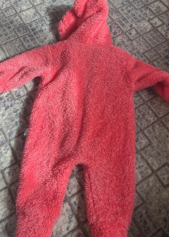 Kapüşonlu Kız Bebek Kırmızı Kürklü Tulum - Görsel 4
