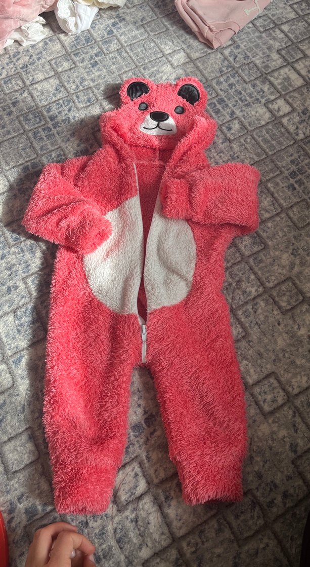 Kapüşonlu Kız Bebek Kırmızı Kürklü Tulum - Görsel 3