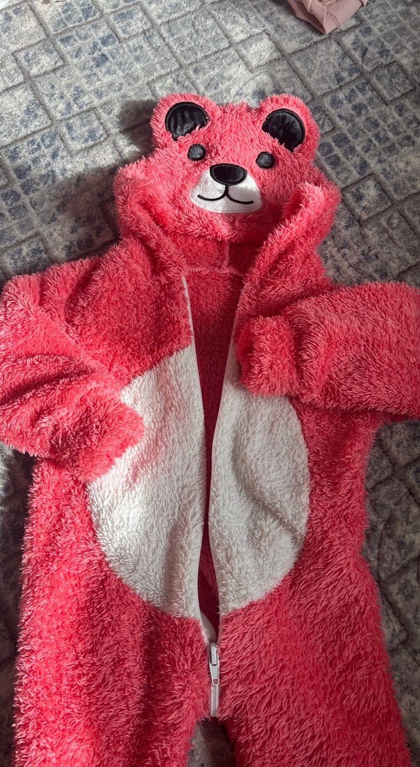 Kapüşonlu Kız Bebek Kırmızı Kürklü Tulum - Görsel 2