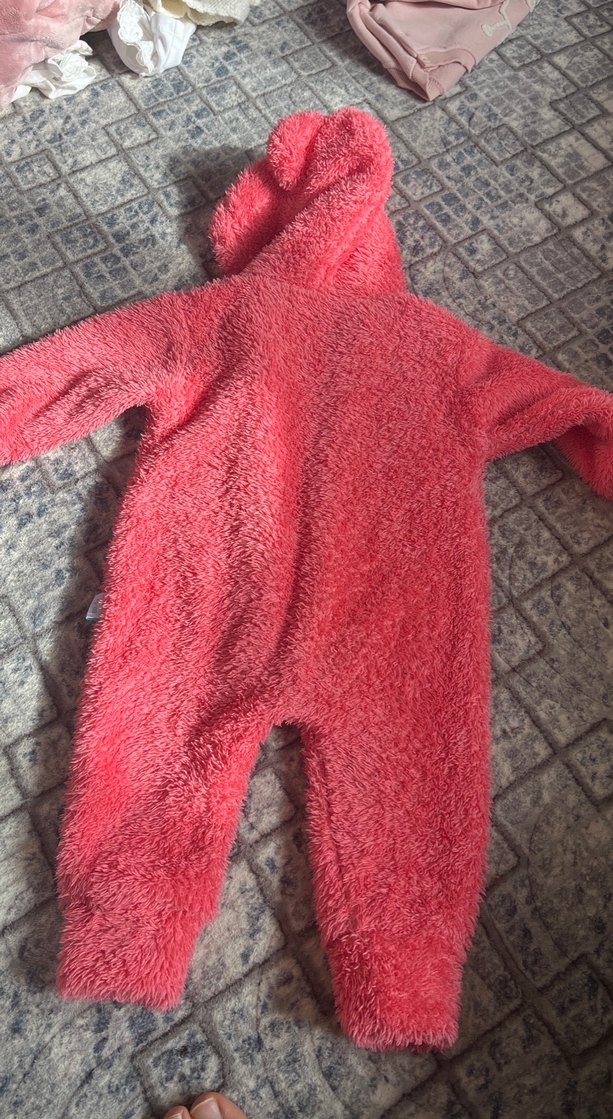 Kapüşonlu Kız Bebek Kırmızı Kürklü Tulum - Görsel 4