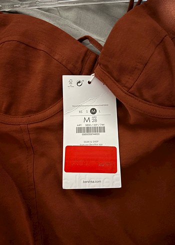 Bershka Kahverengi Keten Askılı Mini elbise
