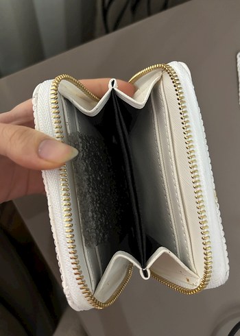 Beyaz Deri Fermuarlı Kadın Cüzdanı - Görsel 3