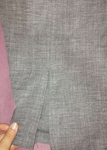 Diğer Gri Regular Fit Keten Kadın Pantolon